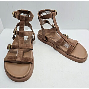 Women Gianvito Rossi Arena Praline Suede Leather Gladiator Sandals EU 41 NWOB